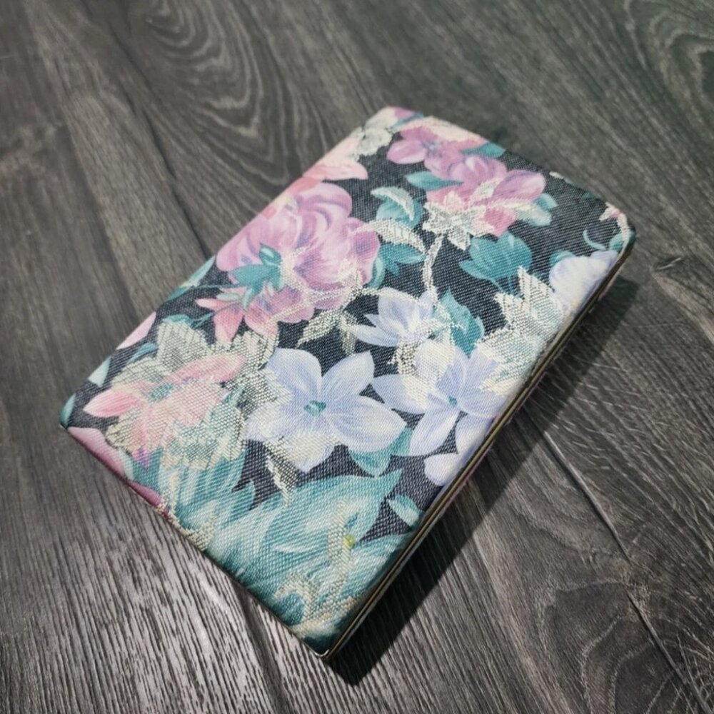 Vintage Travel Jewelry Box Floral Fabric
